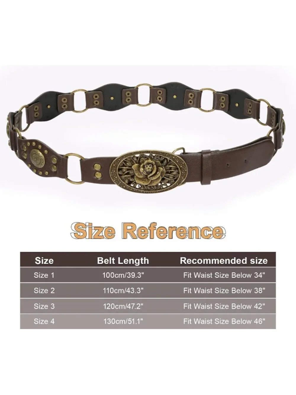 Vintage Western Leather Belt for Women | Studded Rivets Cowgirl Style for Jeans